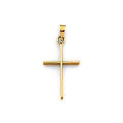 Petite Slim Squared Cross Pendant in 14K Yellow Gold Solid - Classic