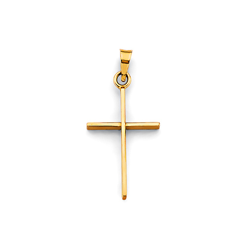 Petite Slim Squared Cross Pendant in 14K Yellow Gold Solid - Classic Slide 0