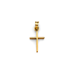 Mini Slim Squared Cross Pendant in 14K Yellow Gold Solid - Classic