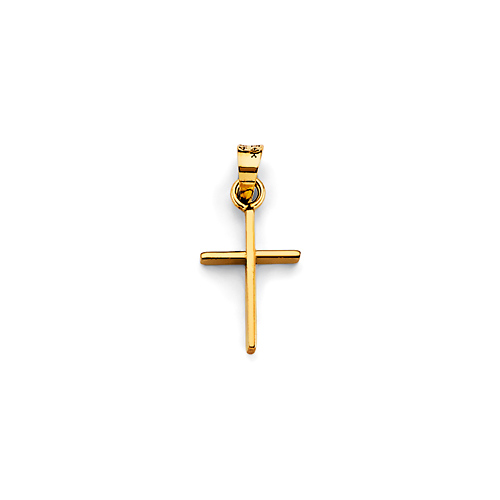 Mini Slim Squared Cross Pendant in 14K Yellow Gold Solid - Classic Slide 0