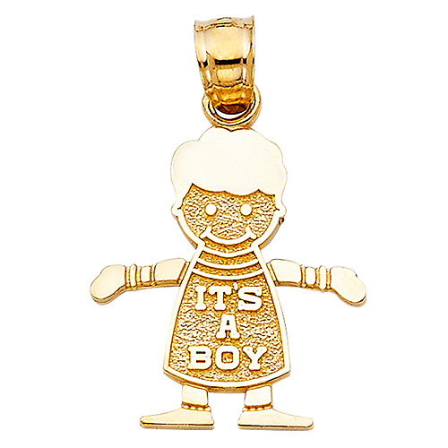 It's a Boy Charm Pendant in 14K Yellow Gold - Petite Slide 1