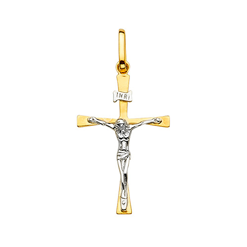 Faithful 14K Two-Tone Gold Crucifix Pendant Slide 1