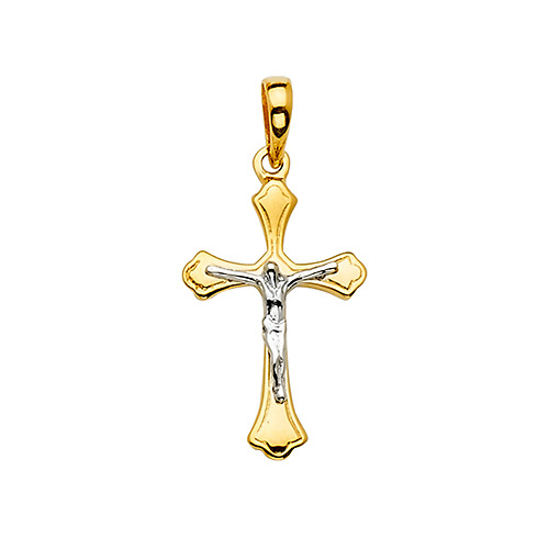 Polished 14K Two-Tone Gold Crucifix Pendant Slide 1