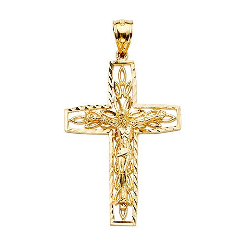 Filigree 14K Yellow Gold Crucifix Pendant Slide 1