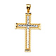 14K Two-Tone Gold Scroll Diamond-Cut Cross Pendant - Large thumb 1