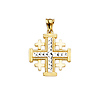 14K Two-Tone Gold Jerusalem Cross Religious Pendant thumb 1