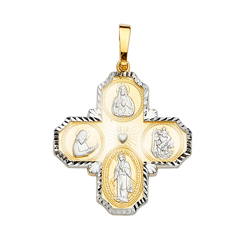 Dagmar 14K Two-Tone Gold Four-Way Cross Religious Pendant Slide 1