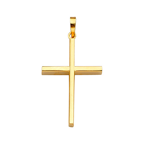 Medium Squared Cross Pendant in 14K Yellow Gold - Classic Slide 1
