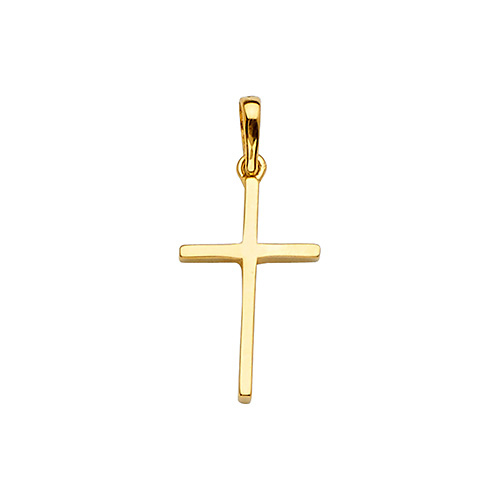 Small Squared Cross Pendant in 14K Yellow Gold - Classic Slide 1