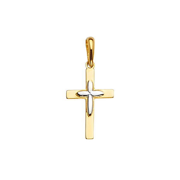 14K TwoTone Gold Cross Religious Pendant Slide 0