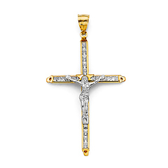 Slim Channel Set CZ Crucifix Pendant - Large