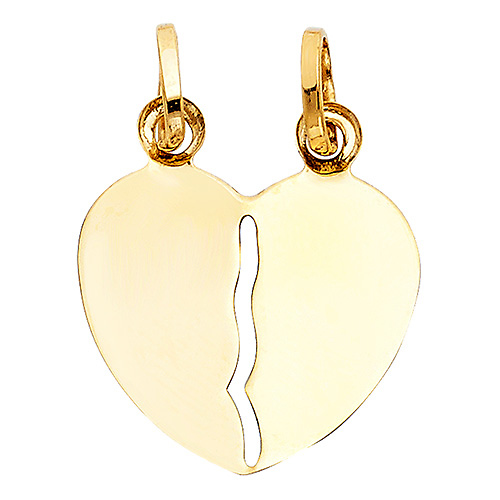 Classic 14K Yellow Gold Split Heart Pendant Slide 1