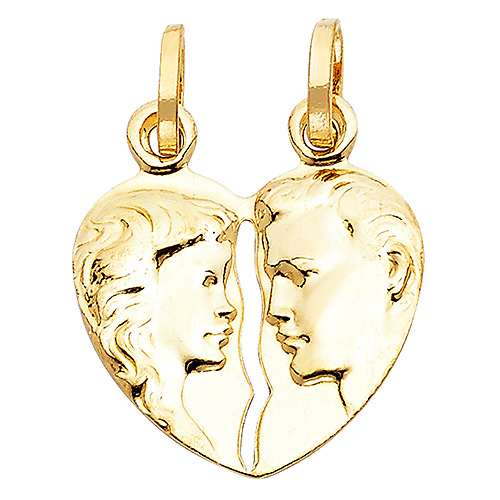 14K Yellow Gold Split Heart Pendant Slide 1