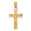 Petite Diamond-Cut Edge Crucifix Pendant in 14K Yellow Gold thumb 1