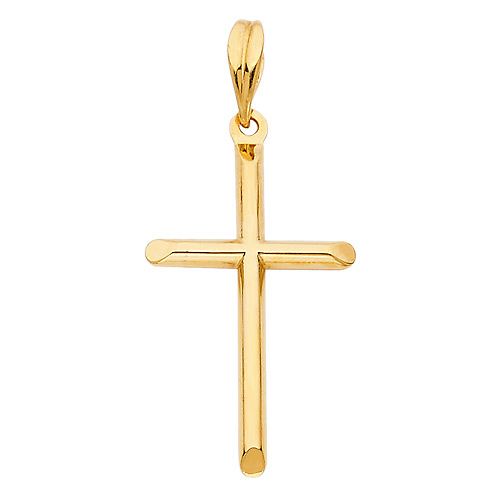 Small Slender Rod Cross Pendant in 14K Yellow Gold  - Classic Slide 0