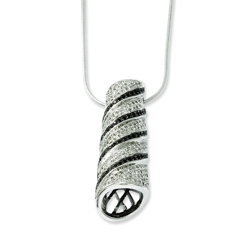 Elliot Skye Sterling Silver Black & White CZ Spiral Pendant Slide 0