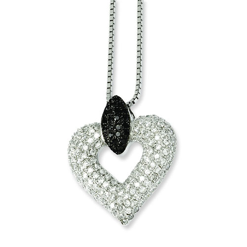 Elliot Skye Black & White CZ Open Heart Necklace Slide 0