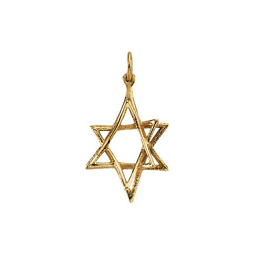Small 3-D Star of David Pendant in 14K Yellow Gold Slide 0