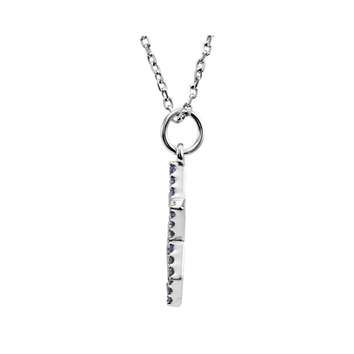 14K White Gold Blue Sapphire Star of David Charm Necklace Slide 1