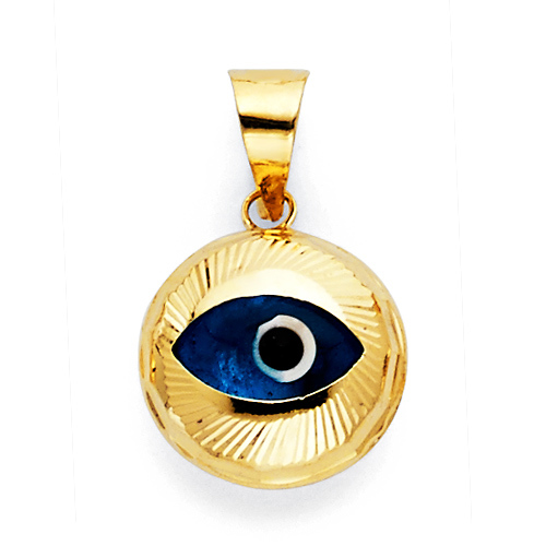 Diamond-Cut Round Evil Eye Charm Pendant - Petite Slide 0