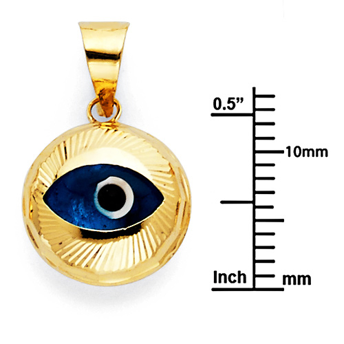 Diamond-Cut Round Evil Eye Charm Pendant - Petite Slide 1
