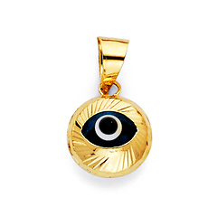 Diamond-Cut Round Evil Eye Charm Pendant - Mini