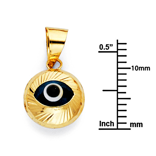 Diamond-Cut Round Evil Eye Charm Pendant - Mini Slide 1