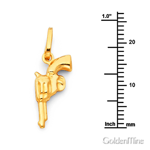 Pistol Charm Pendant in 14K Yellow Gold - Petite Slide 1