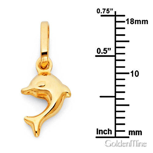 Flipping Dolphin Charm Pendant in 14K Yellow Gold - Mini Slide 1