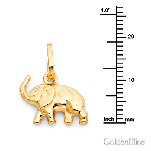 Trumpeting Elephant Charm Pendant in 14K Yellow Gold - Mini Slide 1
