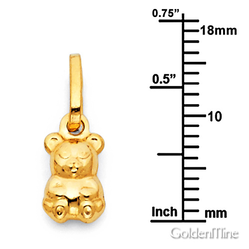 Teddy Bear Charm Pendant in 14K Yellow Gold - Mini Slide 1