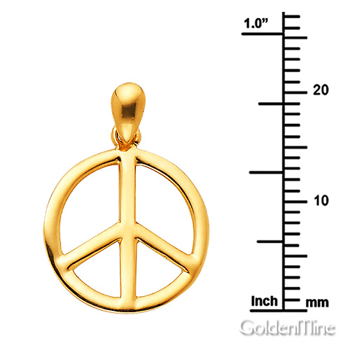 Classic Peace Sign Charm Pendant in 14K Yellow Gold - Petite Slide 1