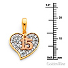 Quinceanera 15 Años CZ Heart Charm Pendant in 14K TriGold - Mini thumb 1