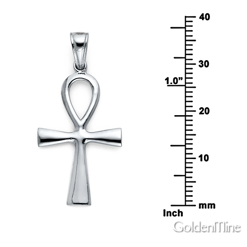 Medium Ankh Cross Pendant in 14K White Gold Slide 1