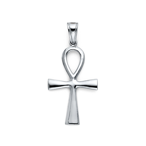 Medium Ankh Cross Pendant in 14K White Gold Slide 0