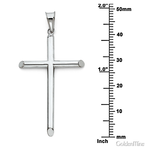Large Rod Cross Pendant in 14K White Gold - Classic Slide 1