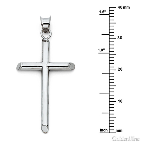 Medium Rod Cross Pendant in 14K White Gold - Classic Slide 1