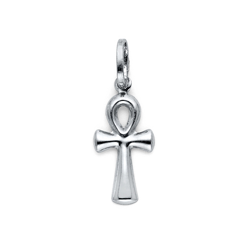 Petite Ankh Pendant in 14K White Gold Slide 0