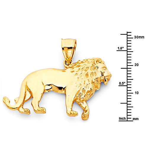 Polished Roaming Lion Pendant in 14K Yellow Gold Slide 1