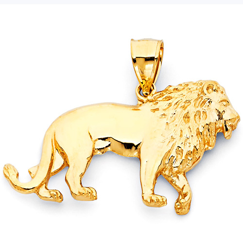 Polished Roaming Lion Pendant in 14K Yellow Gold Slide 0