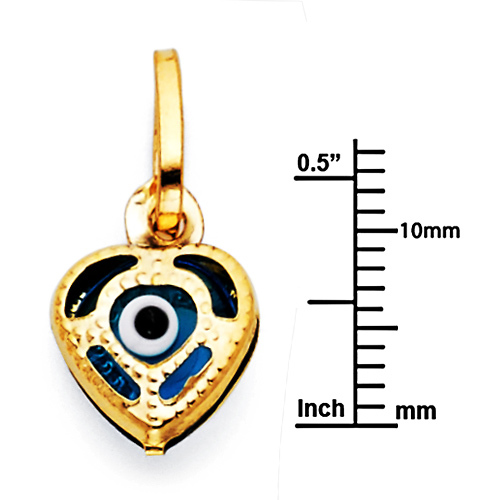 Heart Evil Eye Pendant Charm in 14K Yellow Gold - Mini Slide 1