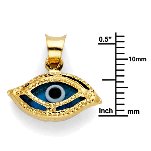 Milgrain Evil Eye Charm Pendant in 14K Yellow Gold - Mini Slide 1