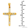 Large Floral Channel-Set CZ Crucifix Pendant in 14K Yellow Gold thumb 2