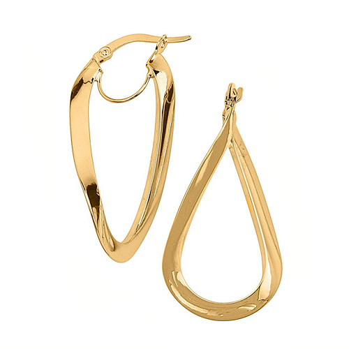 Oval Twist Medium Hoop Earrings - 14K Yellow Gold Slide 1