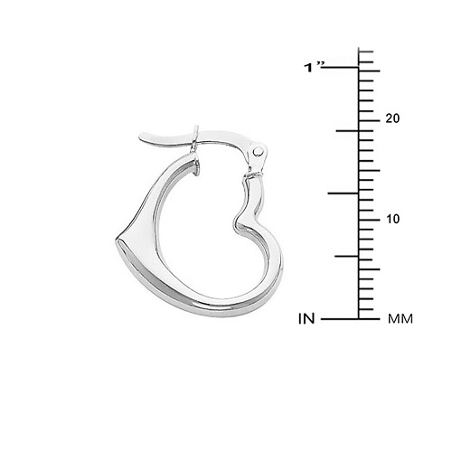 Heart-Shape Small Hoop Earrings - 14K White Gold Slide 1