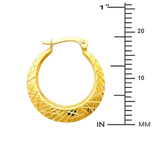 Crescent Crisscross Diamond-Cut Smooth Small Hoop Earrings - 14K Yellow Gold Slide 1