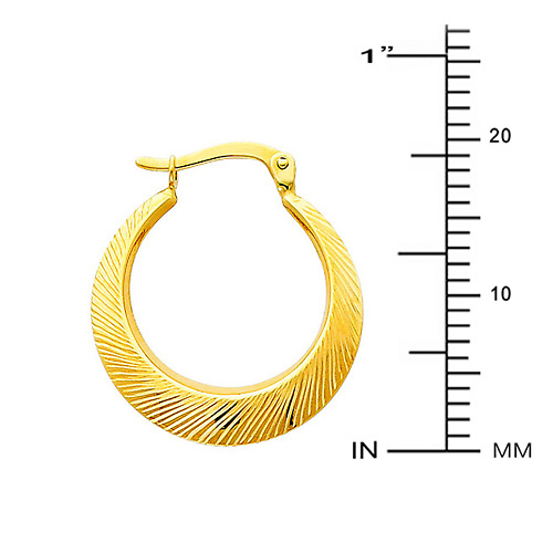 Crescent Diamond-Cut Smooth Small Hoop Earrings - 14K Yellow Gold Slide 1