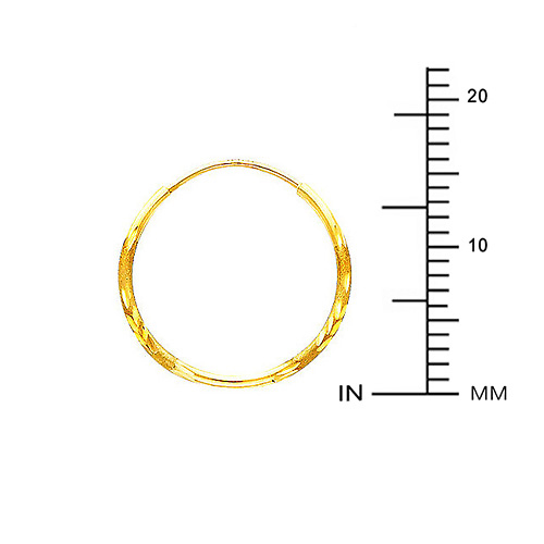 Diamond-Cut Satin Endless Small Hoop Earrings  - 14K Yellow Gold 1.5mm x 0.67 inch Slide 1