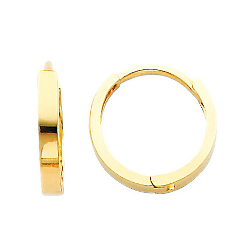 Endless Flat 14K Yellow Gold Huggie Earrings 2mm x 11mm Slide 0