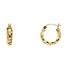 Petite Openwork Hoop Earrings - 14K Yellow Gold 3mm x 0.5 inch